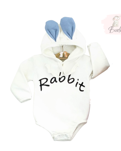 Бебешкo боди с подплата и ушички „Rabbit“ blue