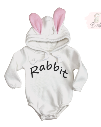 Бебешкo боди с подплата и ушички „Rabbit“ pink
