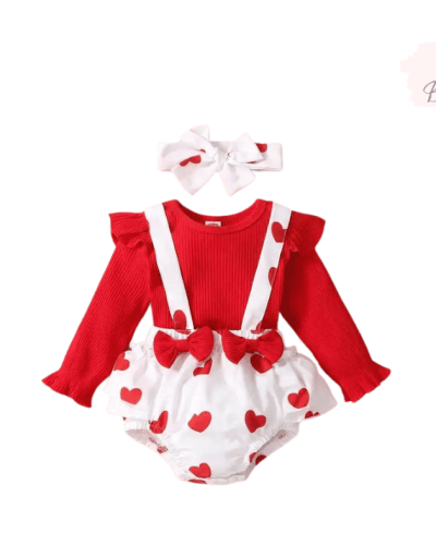 Бебешки комплект за момиче с червена блузка „Red Valentine“