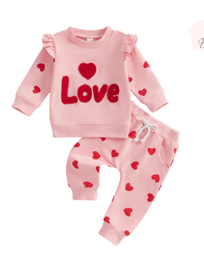 Бебешки розов комплект с панталон и блуза „Pink love“